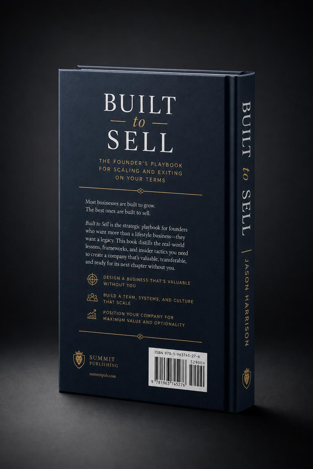 Built to Sell sales playbook — back cover